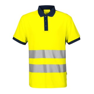 Warnschutz-Pique-Polo-Shirt mit Reflektorstreifen - Gelb/Marine in XS