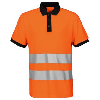 Warnschutz-Pique-Polo-Shirt mit Reflektorstreifen - Orange/Schwarz in 3XL