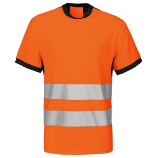 Warnschutz-T-Shirt mit Reflektorstreifen - Orange/Schwarz in 4XL
