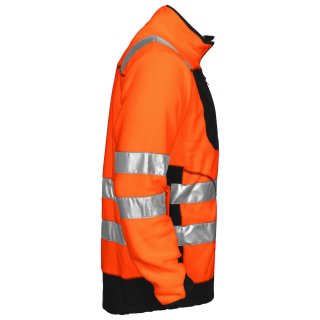 Zweifarbige Warnschutz-Fleecejacke mit Reflex - Orange/Schwarz in 3XL