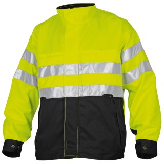 Ungefütterte Warnschutz-Arbeitsjacke EN 20471, zweifarbig - Gelb/Schwarz in XS