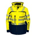 Zweifarbige Warnschutz-Jacke mit abnehmbarer Kapuze - Gelb/Marine in XS