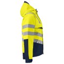 Gefütterte Warnschutz-Arbeitsjacke mit Reflektorstreifen - Gelb/Marine in XS