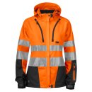 Softshell-Damen-Warnschutzjacke mit Kapuze EN 20471 - Orange/Schwarz in 3XL