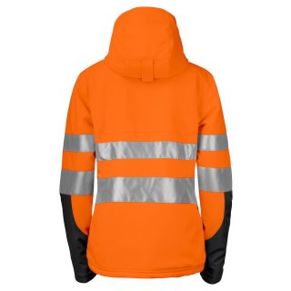 Gefütterte Softshell-Damen-Warnschutzjacke mit Kapuze EN 20471 - verschiedene Farben