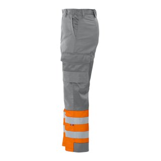 Warnschutz-Stretch-Arbeitshose mit Reflexstreifen - Orange/Grau in 156