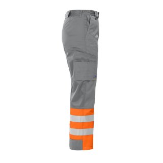 Warnschutz-Stretch-Arbeitshose mit Reflexstreifen - Orange/Grau in 156