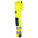 Zweifarbige Damen-Warnschutz-Arbeitshose mit Knieverstärkung - Gelb/Marine in 34