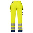 Zweifarbige Damen-Warnschutz-Arbeitshose mit Knieverstärkung - Gelb/Marine in 34
