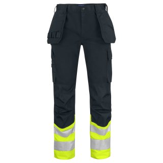 Worker-Bundhose mit Hängetaschen und Reflexstreifen - Gelb/Schwarz in 44