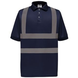 Polo Shirt mit Reflexstreifen - Marineblau S