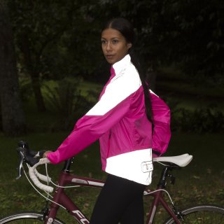 Neonpinke reflektierende Damen Reflektor-Jacke / Radsport- & Laufjacke