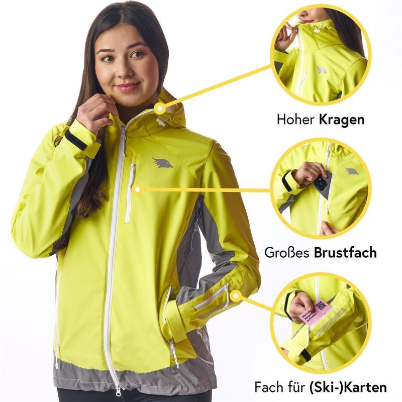 Reflektierende Damen-Funktions-Softshelljacke gelb/reflektierend, 149,95 €
