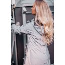 Reflektierender Damen-Mantel / Reflektor-Parka silber-grau mit abnehmbarer Kapuze