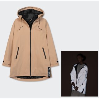 Regenmantel / Regenjacke voll reflektierend in beige-braun – Damen & Herren