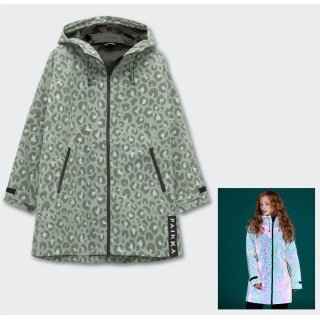 Grüner reflektierender Damen-Regenmantel / Regenjacke in LEO-Grün