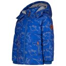 Kinder-Winter-Steppjacke blau-reflektierend mit Dino-Motiv