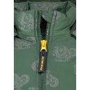 Kinder-Winter-Steppjacke grün-reflektierend mit Traktor-Muster