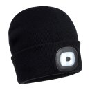 Schwarze Wintermütze / Beanie mit LED Licht vorne +...