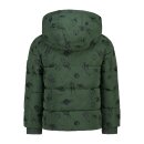 Kinder-Winter-Steppjacke grün-reflektierend mit Weltraum-Motiven