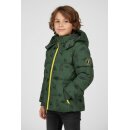 Kinder-Winter-Steppjacke grün-reflektierend mit Weltraum-Motiven