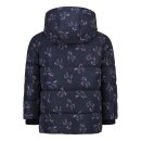 Kinder-Winter-Steppjacke dunkelblau-lila reflektierend mit Einhorn-Muster