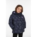 Kinder-Winter-Steppjacke dunkelblau-lila reflektierend mit Einhorn-Muster