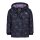 Kinder-Winter-Steppjacke dunkelblau-lila reflektierend mit Einhorn-Muster