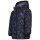 Kinder-Winter-Steppjacke dunkelblau-lila reflektierend mit Einhorn-Muster