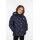 Kinder-Winter-Steppjacke dunkelblau-lila reflektierend mit Einhorn-Muster
