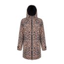 Brauner reflektierender Damen-Regenmantel / Regenjacke in LEO-Braun mit reflektierendem Regenbogeneffekt