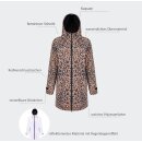 Brauner reflektierender Damen-Regenmantel / Regenjacke in LEO-Braun mit reflektierendem Regenbogeneffekt