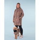 Brauner reflektierender Damen-Regenmantel / Regenjacke in LEO-Braun mit reflektierendem Regenbogeneffekt