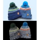 Gestrickte Kinder-Wintermütze mit Reflexgarn und Bommel  – verschiedene Farben