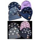 Kindermütze  / Beanie Junior mit reflektierendem Stickmotiv – verschiedene Varianten