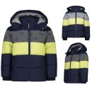 Kinder-Winter-Steppjacke blau-gelb mit breitem...
