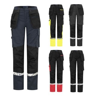 Projob 7513 Damen-Arbeitshose mit Reflexstreifen, Hängetaschen und Kniepolstertaschen EN 17353 – verschiedene Farben