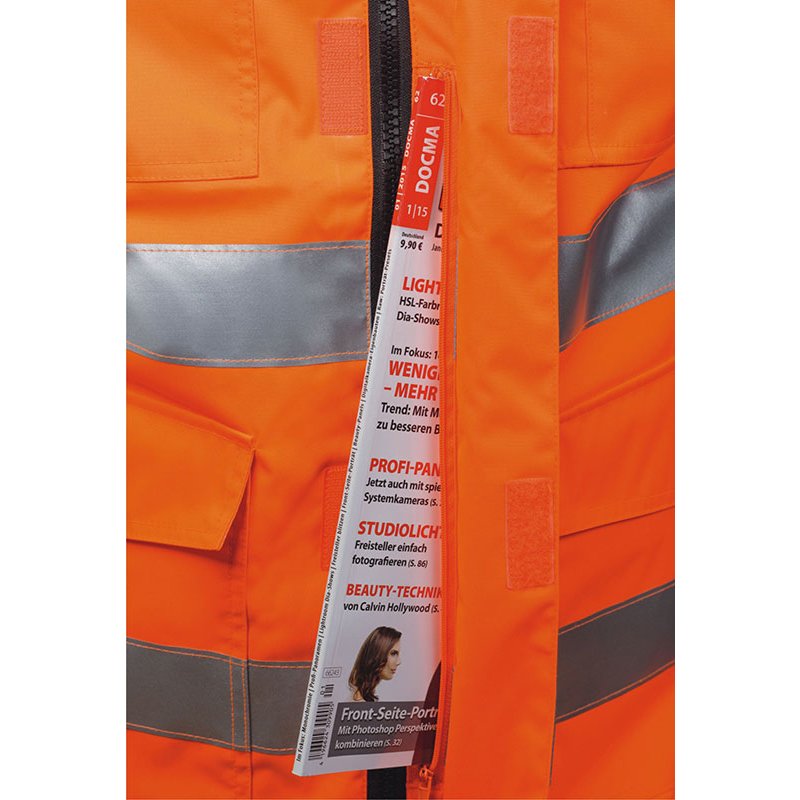 Warnweste mit Reißverschluss und Reflexstreifen 4 Taschen 
