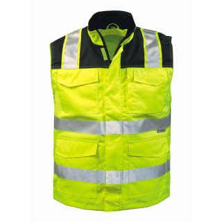 Warnweste mit Reißverschluss und Taschen - Fluoreszierend Gelb/Schwarz in S