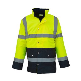 High Visibility Warnschutz Jacke mit Reflex - Fluo Yellow/Navy in S