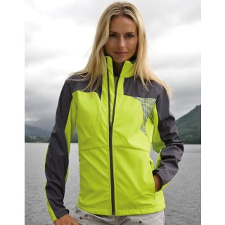 Sportliche Damen-Soft-Shell-Jacke mit reflektierendem Aufdruck - verschiedene Farben
