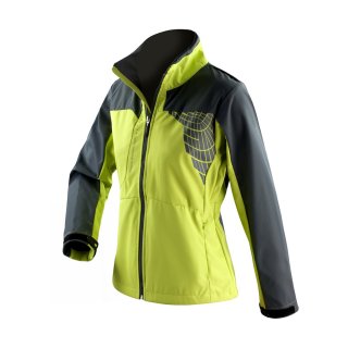 Sportliche Damen-Soft-Shell-Jacke mit reflektierendem Aufdruck - Lime/Grey in XL