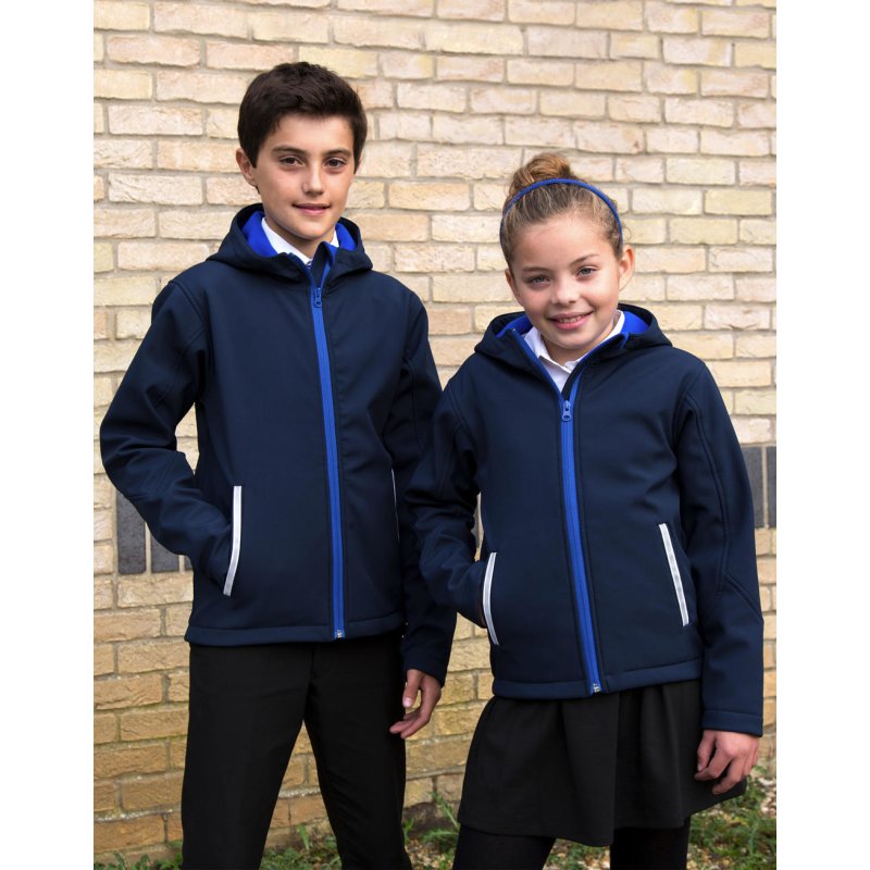 Kinder-Softshell-Jacke mit Kapuze und Reflektorstreifen - verschieden,  29,95 €