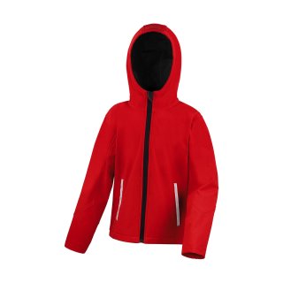 Kinder-Softshell-Jacke mit Kapuze und Reflektorstreifen - verschiedene Farben