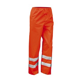 Warnschutz-Regenhose mit Reflexstreifen - Fluorescent Orange in S/M